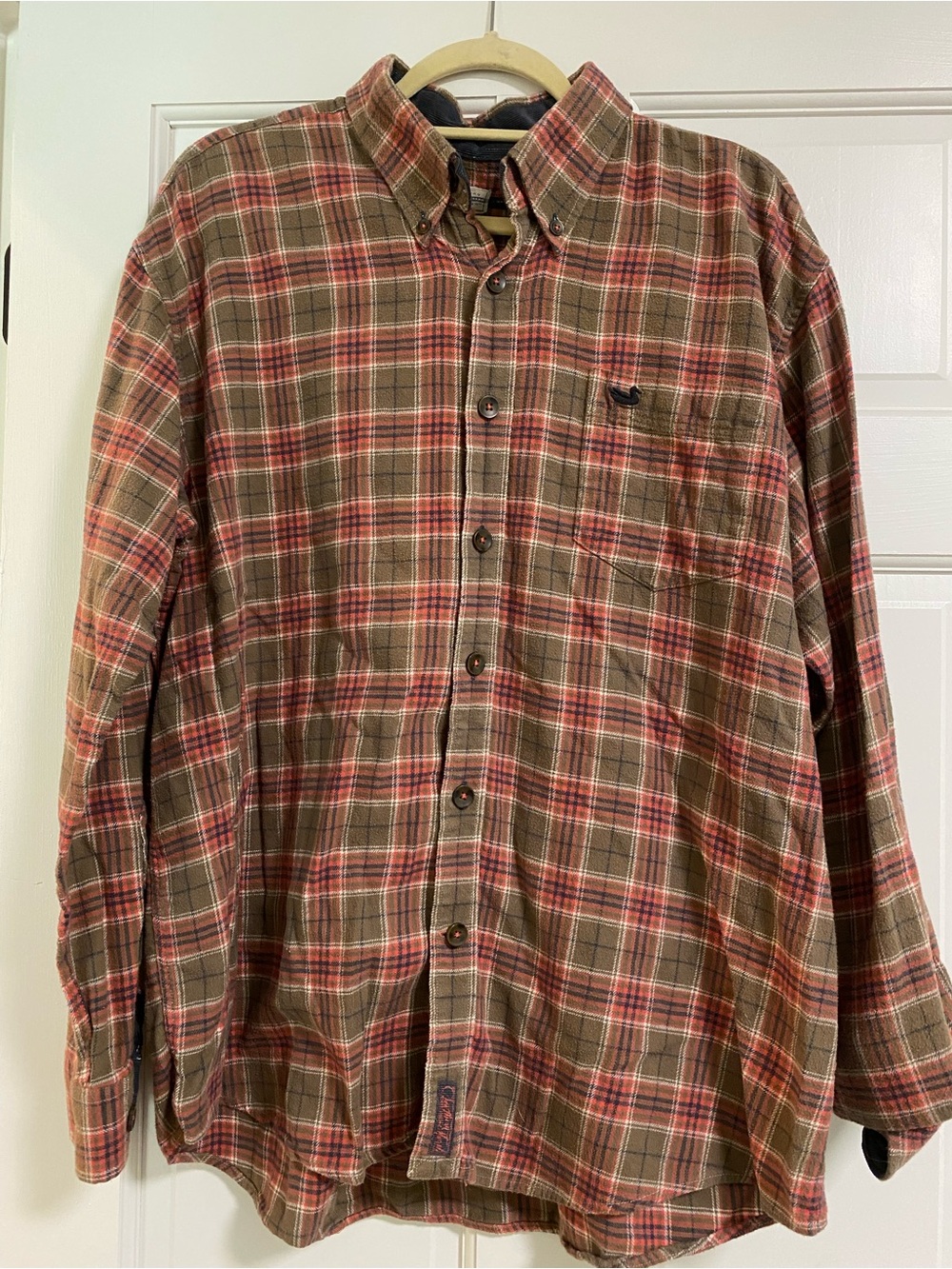 Southern Marsh Men's Button-Down Plaid Flannel Shirt in Brown and Red